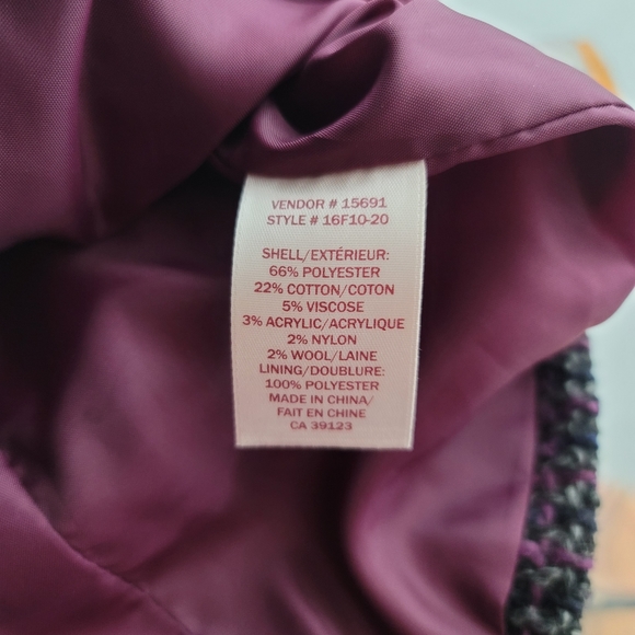 NWOT Northern Reflections Tweed Pattern Belted Capelet Sz M Violet/Indigo/Grey - Picture 9 of 9